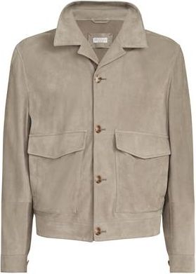 Brunello Cucinelli Suede jacket in Khaki at Nordstrom, Size Xxx-Large Eu