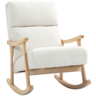 HOMCOM Silla mecedora 65x90x98 cm crema