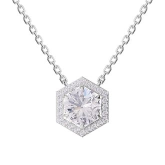 Diamond2Deal 14k White Gold 2.4 Carat Round Lab Grown Diamond Pendant Necklace 18
