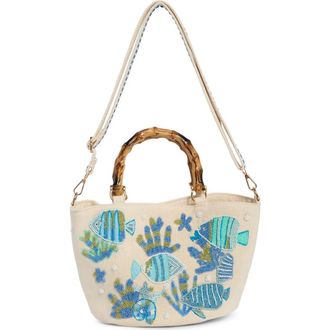 Collection XIIX Beaded Canvas Tote Bag in Light Blue at Nordstrom Rack