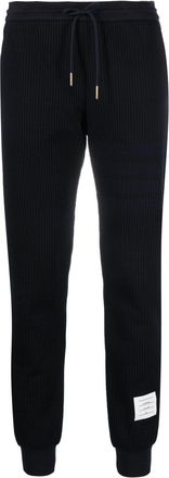 Thom Browne seersucker track pants - women - Cotton - 2 - Blue