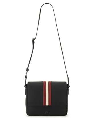 Bally Mens Shoulder Bag Mythos Black Recycled Bovine Leather