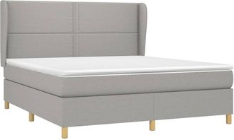 vidaXL Vidaxl - Cama Box Spring Con Colch&oacute;n Tela Gris Claro 180x200 Cm