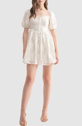 Lush Corset Puff Sleeve Minidress in Cream at Nordstrom Rack, Size Medium
