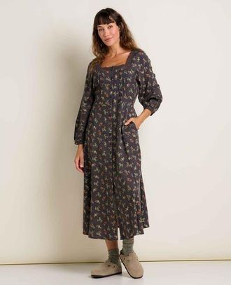 Toad & Co Manzana Square Neck Long Sleeve Dress in Soot Graphic Print at Nordstrom, Size X-Large