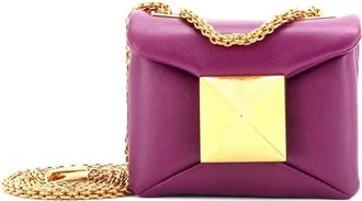 Valentino Garavani One Stud Chain Flap Bag leren kleine crossbodytas - Paars