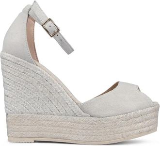 Espadrilles Sasha Ante Espadrille Sleehakken - Dames - Sleehakken - Grijs - 37 EU - Leer - Schoenen