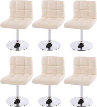 Hhg Hhg - Nunca Usado] Lote De 6 Sillas De Comedor Silla Giratoria Silla Kavala Imitaci&oacute;n Cuero Cromo, Crema
