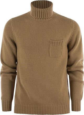 Fedeli Maglione a coste con collo alto - Marrone