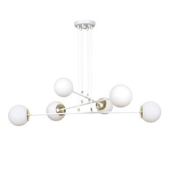Wonderlamp L&aacute;mpara colgante elegante 6 luces n&oacute;rdico blanco con detalles dorados