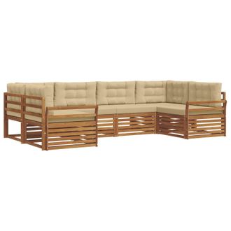 vidaXL Conjunto De Sof&aacute;s De Exterior Con Coj&iacute;n 6 Pcs Natural Y Beige Vidaxl