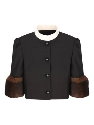 Valentino Garavani single-breasted jacket - women - Cotton/Sheepskin/Viscose - 40 - Black
