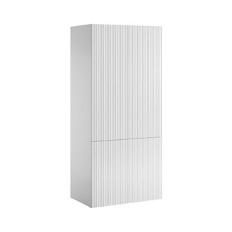 Dmora Armario Caiazzo De 2 Puertas, Mueble Multifuncional Con Dos Estantes Interiores Y Barra Para Colgar, Acabado Acanalado, 90x56 H199 Cm, Blanco