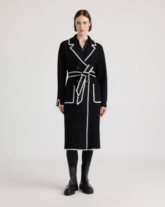 NVLT Womens Mink Eyelash Coatigan with Whipstitch Detailing