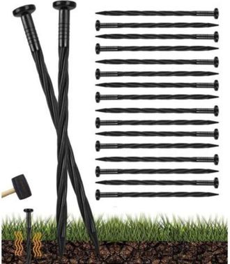 OEM 100 Estacas De Pl&aacute;stico Para Bordes De Jard&iacute;n, Estacas Espirales De 20 Cm, Anclajes Para Jardines, Estacas Para C&eacute;sped, Barreras, Bordes De Pavimento 