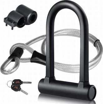 OEM Candado En U Para Bicicleta + Cable Antirrobo Con Soporte 2 En 1, Cable Flexible Para Candado En U De Bicicleta