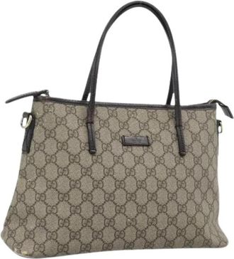 Gucci Pre-owned Vintage GG Canvas Tote Bag - Dames - Vintage Shopper - Beige - ONE Size - Leer - Vintage