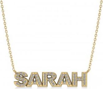 Allurez Diamond Block Font Name Pendant Necklace 14K Yellow Gold