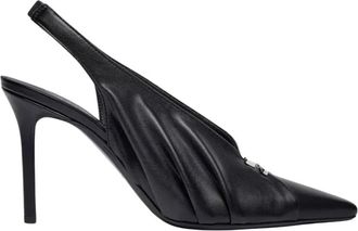 Courr&egrave;ges Gedrapeerde Slingback Pumps - Dames - Pumps - Zwart - 37 EU - Polyester - Schoenen