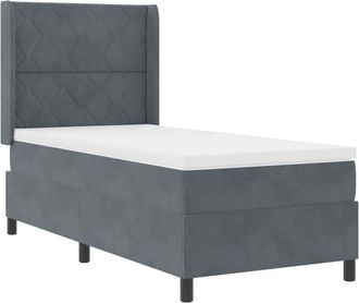 vidaXL Vidaxl - Cama Con Box Spring Led Y Colch&oacute;n Gris Oscuro 90 X 200 Cm