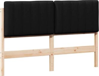 vidaXL Upholstered Headboard Brown and Black 135 cm Solid Pine Wood vidaXL