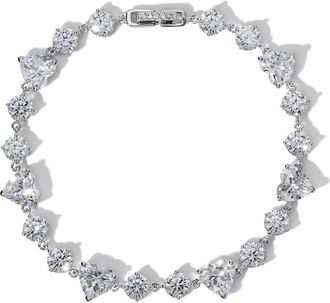 Nadri Le Bisou Halo Heart Line Bracelet in Rhodium at Nordstrom