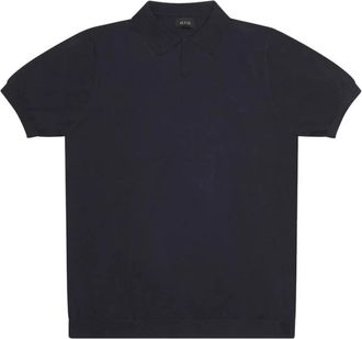 AT.P. CO Gebreid katoenen poloshirt - Heren - Polos - Blauw - S - Katoen - Tops