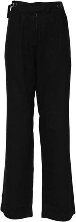 Ermanno Scervino Zwarte Wol Straight Fit Broek - Dames - Wijde Broeken - Zwart - XS - Wol - Broeken