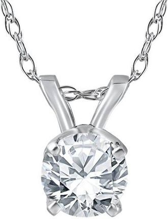 Pompeii3 3/8 Ct Solitaire Natural Diamond Pendant Necklace 18 14K White Gold