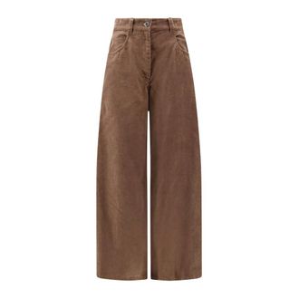 Brunello Cucinelli Pantalones de pana de pernera ancha - Trousers - Mujer - Marr&oacute;n - M