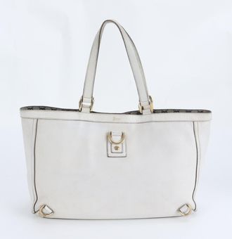 Gucci Abbey White Leather Handbag Tote Bag (Pre-Owned)