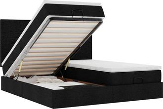 vidaXL Estructura De Cama Otomana Con Colchones Tela Negra 160x200 Cm Vidaxl