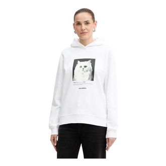 Karl Lagerfeld Portrait Hoodie - Dames - Hoodies - Wit - L - Katoen - Hoodies & sweatvesten