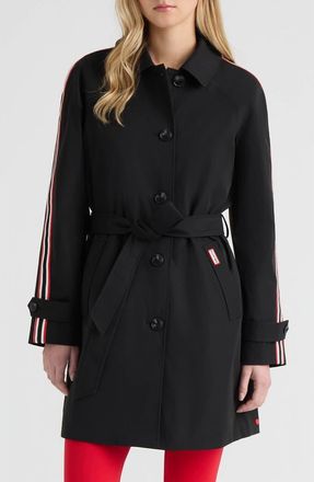 Hunter Sophia Sleeve Stripe Trench Coat in Black at Nordstrom, Size X-Large