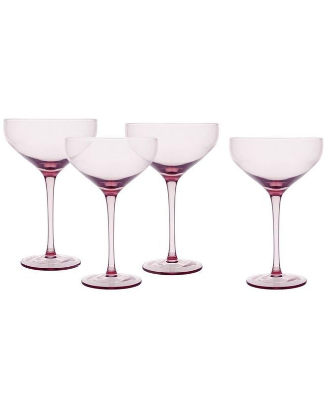 Set of 4 Gala Glass Pink Coupe Cocktail Glasses