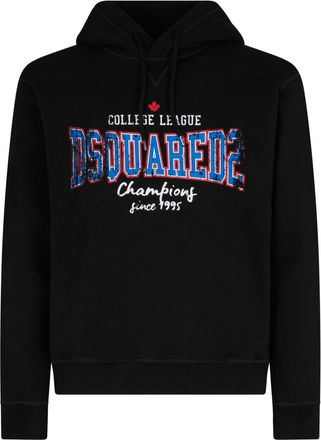 Dsquared2 logo-print cotton hoodie - men - Cotton - S - Black