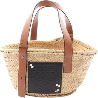Loewe Pre-owned Raffia Tote Bag - Dames - Vintage Handtas - Beige - ONE Size - Leer - Vintage