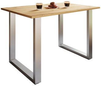 ebuy24 Mesa De Madera Vcm Al. 76 X An. 140 X D. 50 Cm Marco De Pie S&oacute;lido Y De Alta Calidad Pies Hechos De Hierro Mesa De Cocina - Xona U (plata / Roble Miel