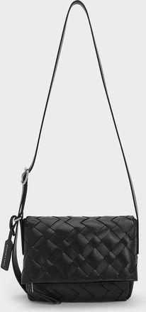 Charles & Keith Ivette Woven Front Flap Crossbody Bag