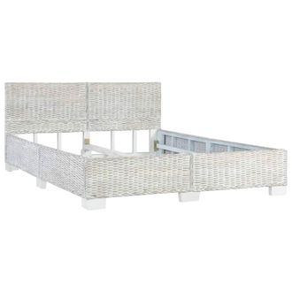 Berkfield Home Bed Frame Grey Natural Rattan 140x200 cm
