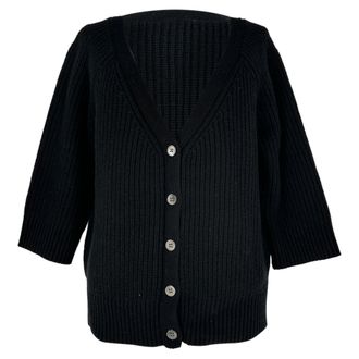 Michael Kors Collection V-Neck Cardigan in Black Cashmere
