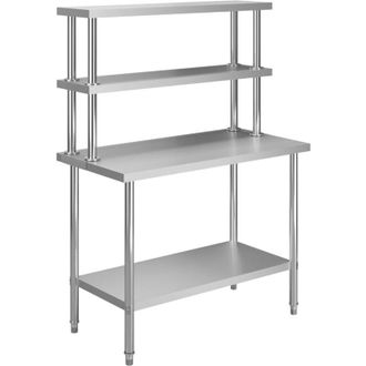 vidaXL Vidaxl - Mesa De Trabajo De Cocina Con Estante Acero Inox 120x60x150 Cm
