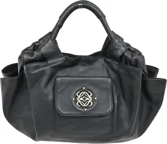Loewe Anagram Logo Nappa Aire Hand Leather Black Leather Handbag (Pre-Owned)