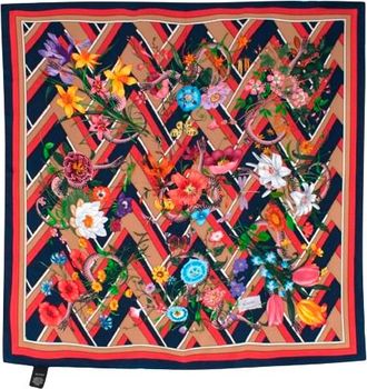Gucci Floral And Sanke Print Silk Square
