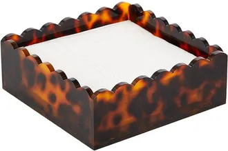 Two's Company Tortoise Print Scalloped Edge Acrylic Cocktail Napkin