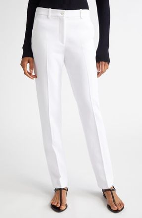 Michael Kors Samantha Pintuck Pleat Crepe Sablé Ankle Pants in Optic White at Nordstrom, Size 8
