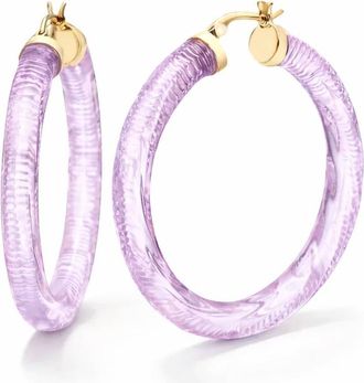 Gold & Honey Womens Instyle Lucite Hoop Earrings In Purple