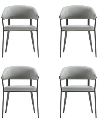 Manhattan Comfort Set of 4 Belle Textured Leatherette Dining Chairs with Metal Legs