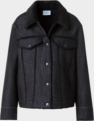 Akris Faux-Fur Trim Denim Jacket