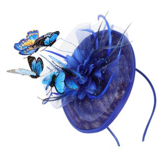 Frcolor Butterfly Hat Fascinator for Women Tea Party Wedding Fascinator Hat Sparkling Butterflies for Cocktail Party Random Style Blue